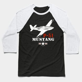 P51 Mustang Aircraft Fighter Baseball T-Shirt